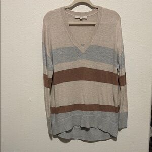 Oversized LOFT Striped V-Neck Sweater